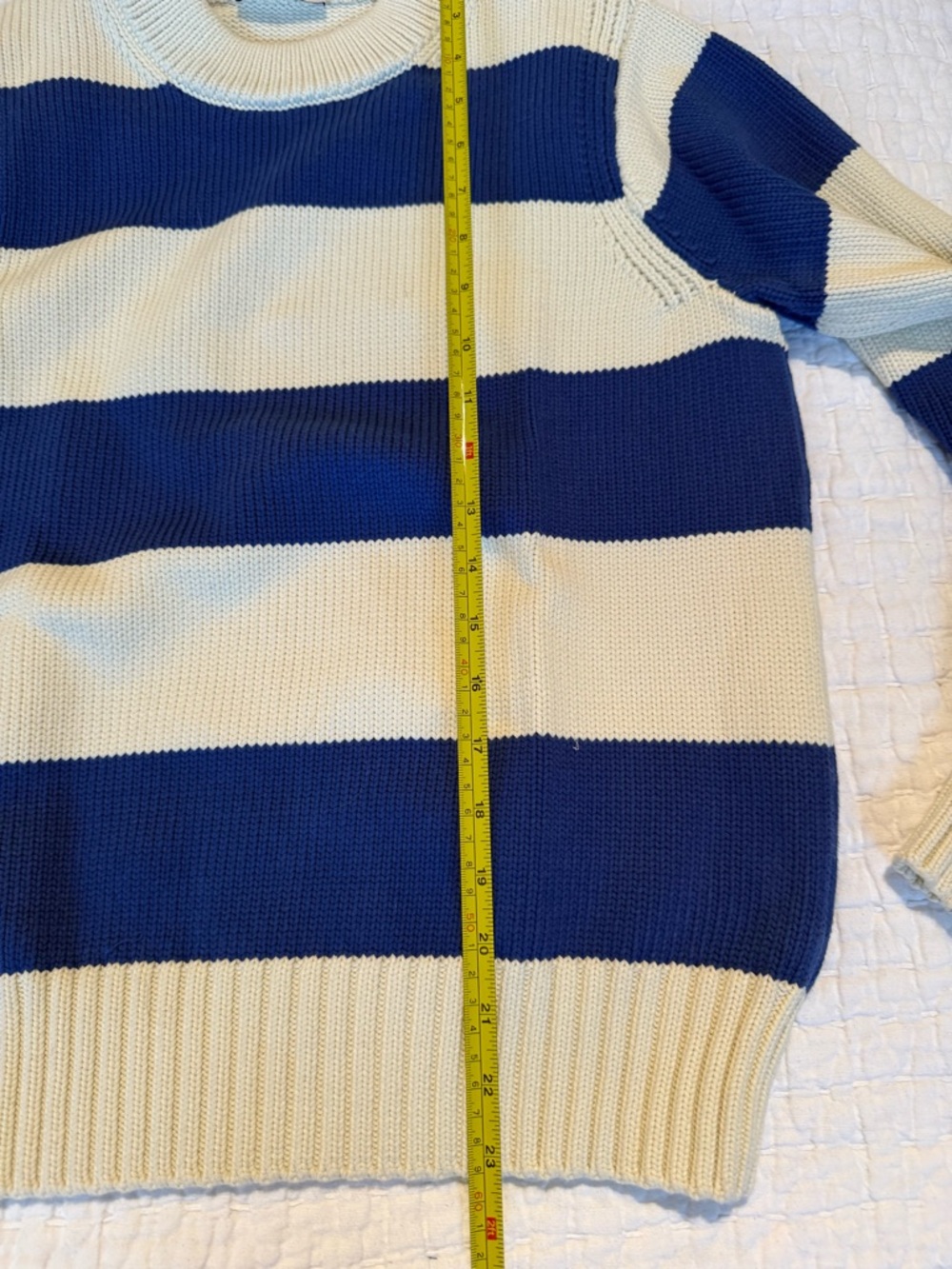 AYR The Kickback Blue and Cream Striped Crewneck Sweater - Picture 6 of 6